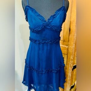 B. Darlin Navy Blue Ruffle Chiffon Party Dress SZ 5/6